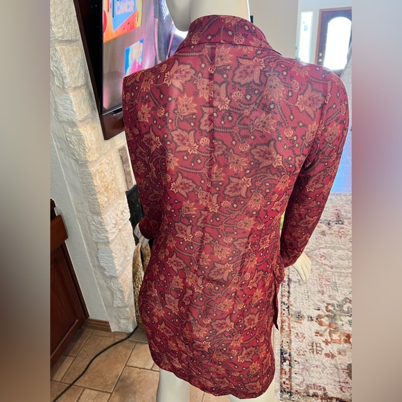 Express Sheer 4 Pocket Paisley Button-Down Tunic Size M/L - Picture 6 of 9